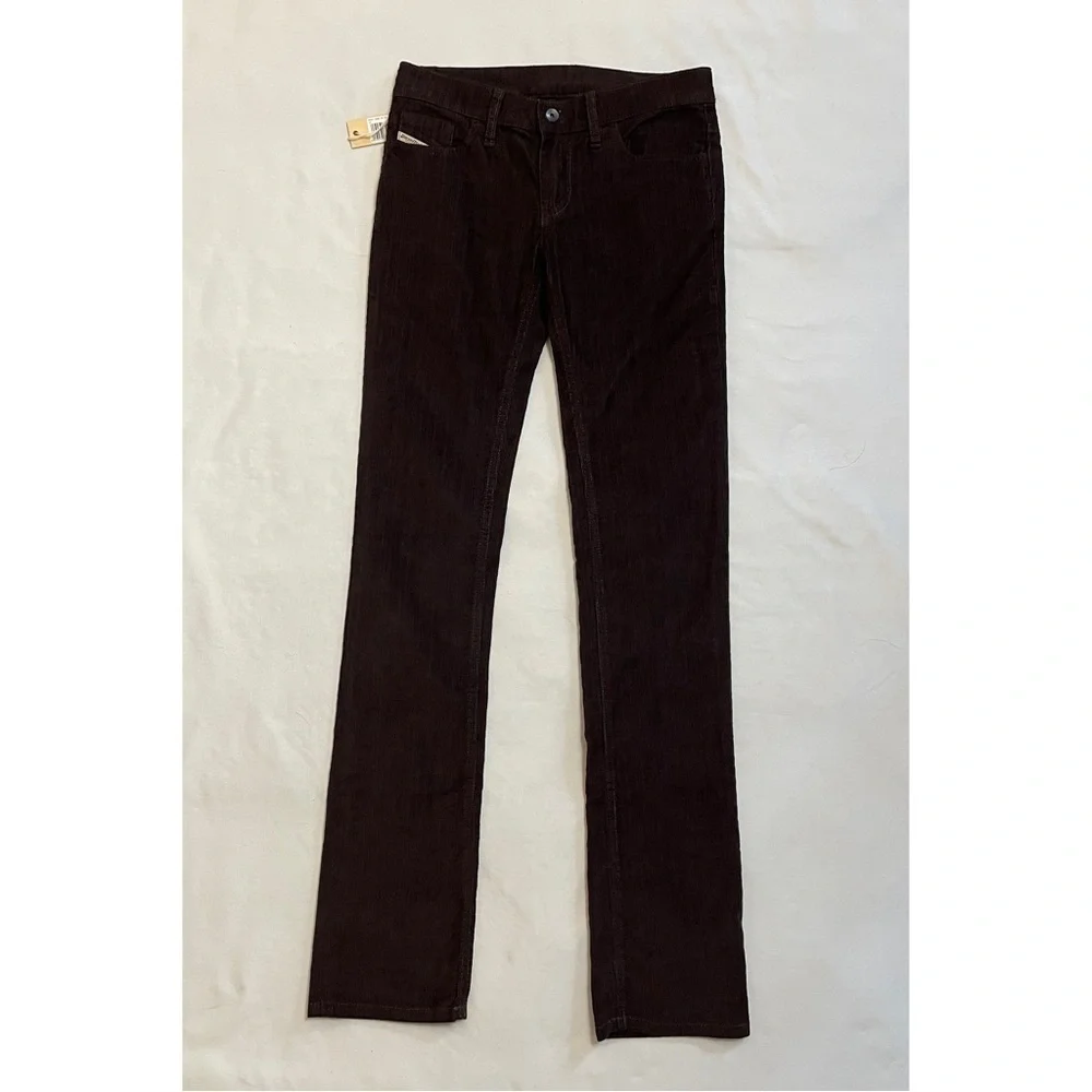 NWT New Diesel Straight Leg Corduroy Brown Pants Size 25
